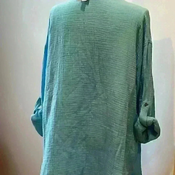 NWT!  MAGASCHONI Aqua Cotton Tunic Top Shirt Blouse Size Large AMAZING! - Picture 11 of 16